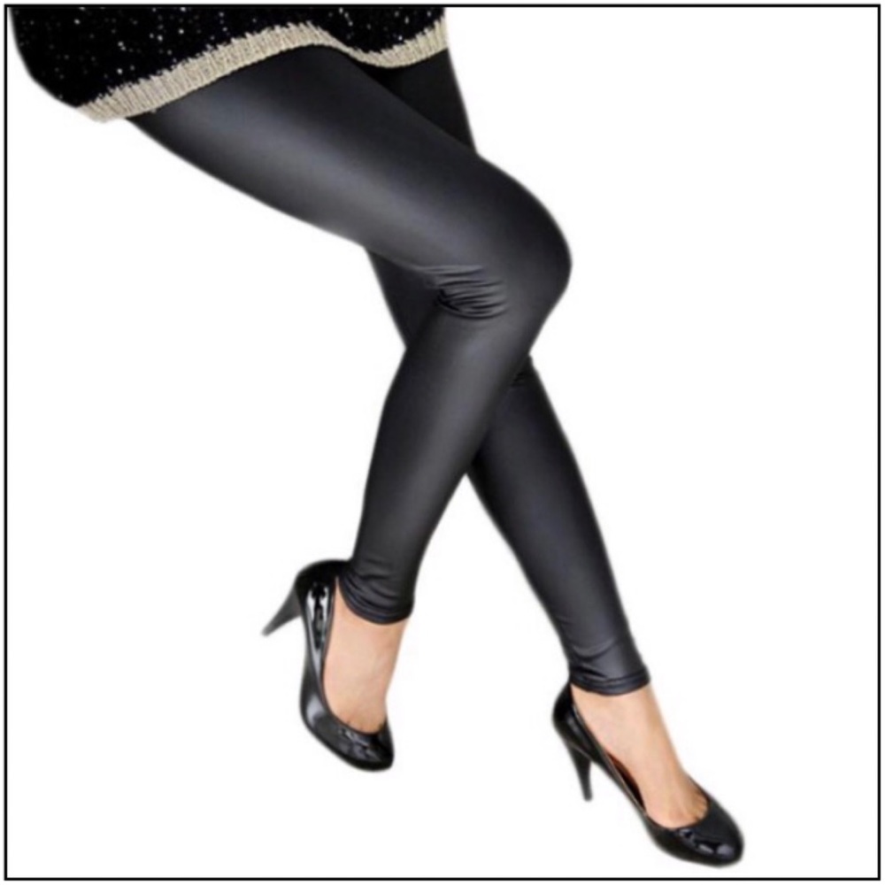 Black Matt Faux Leather Leggings NWT - Picture 5 of 8